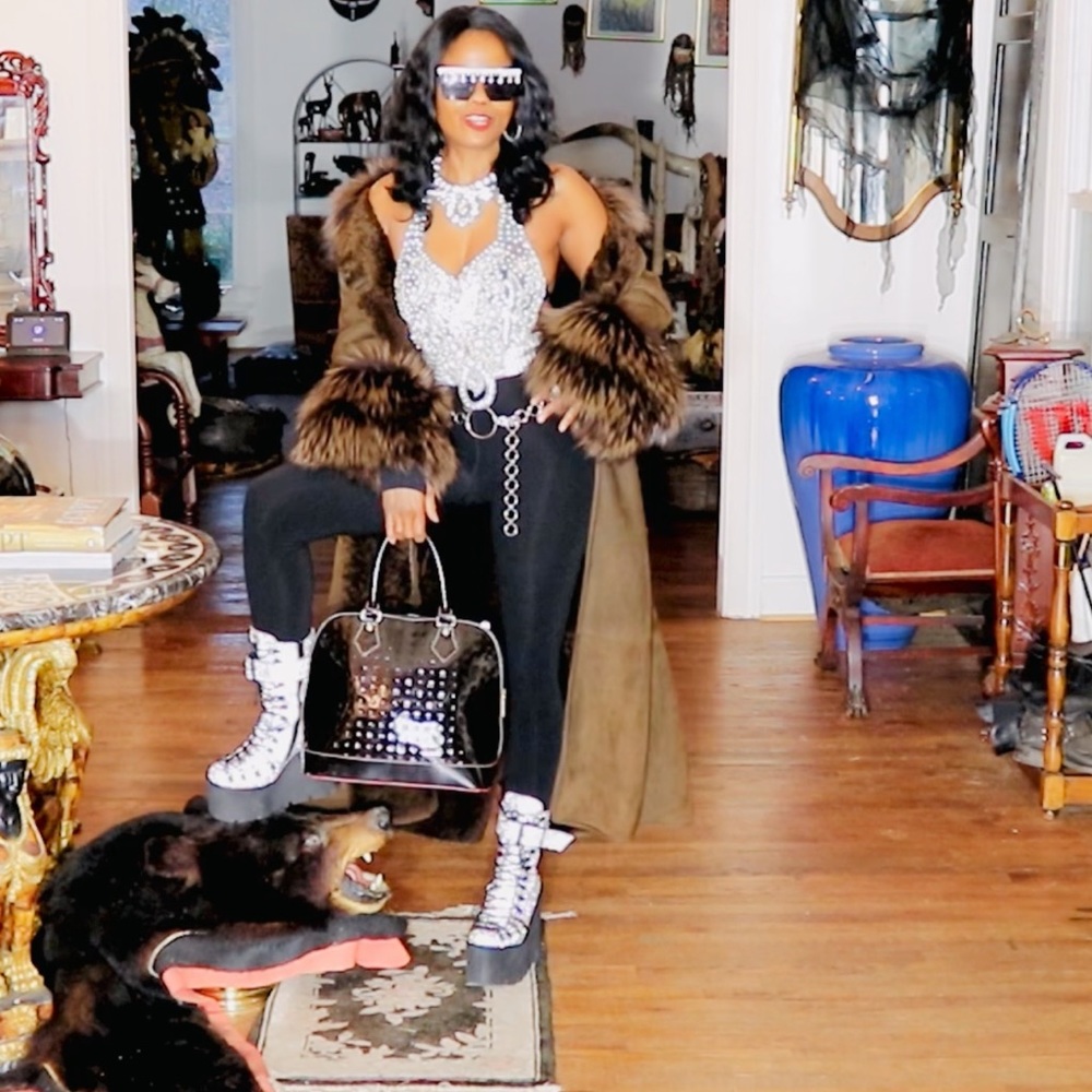 Mint Designer Full length Sable brown Shearling & Yellow tip Fox Fur Coat S 0-4 - Picture 3 of 16